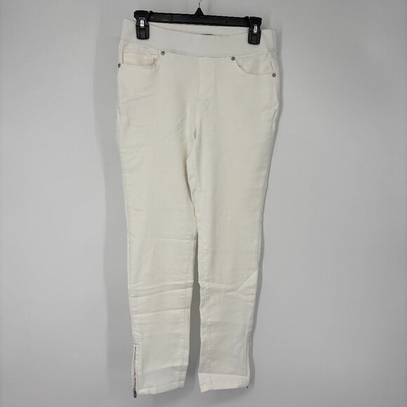 Martha Stewart Women's Zipper Ankle Knit Skinny Denim Pants White Size 6P NWOT - Picture 1 of 4